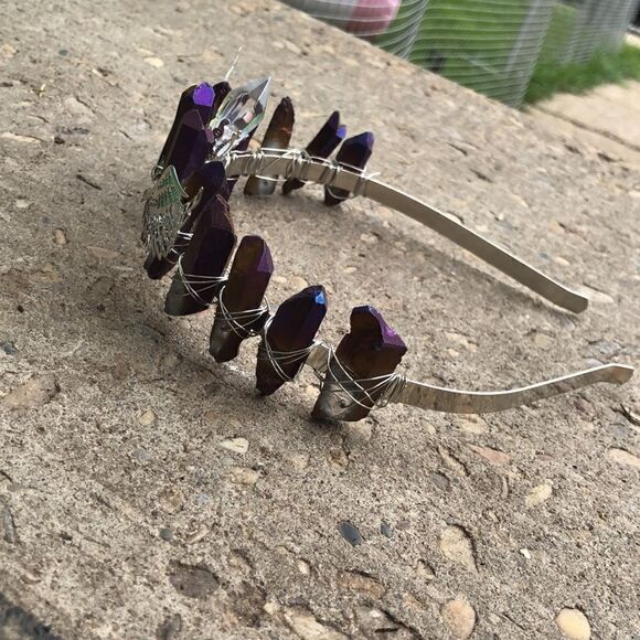 Summer Festival Angel Wings Black Titanium Kyanite Goddess Crystal Crown - Picture 2 of 4